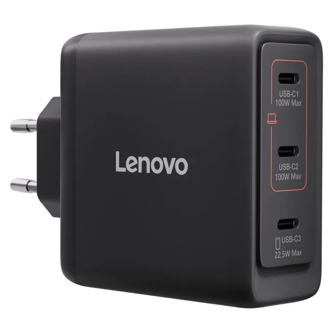 N Lenovo Multi-Port USB-C 100W GaN-Ladegerät/ Netzteil Schwarz inkl. USB-C Kabel (1,8m) — image 1