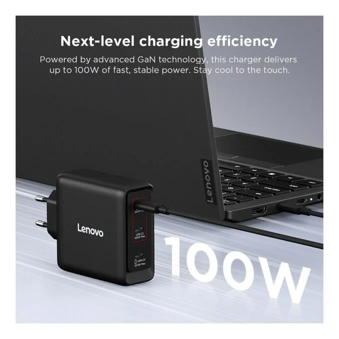 N Lenovo Multi-Port USB-C 100W GaN-Ladegerät/ Netzteil Schwarz inkl. USB-C Kabel (1,8m) — image 11