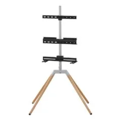 One For All WM 7476 Quadpod TV stands 32-70" VESA 400x400 35kg cable management Soundbar holder 360° Oak Silver Grey