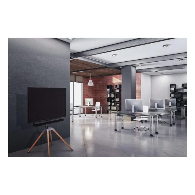 One For All WM 7476 Quadpod TV stands 32-70" VESA 400x400 35kg cable management Soundbar holder 360° Oak Silver Grey — image 5