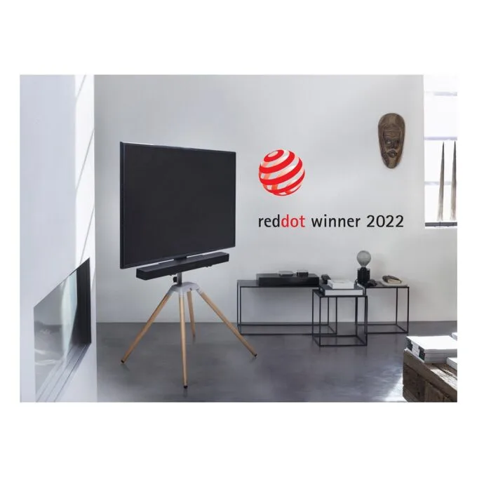 One For All WM 7476 Quadpod TV stands 32-70" VESA 400x400 35kg cable management Soundbar holder 360° Oak Silver Grey — image 6