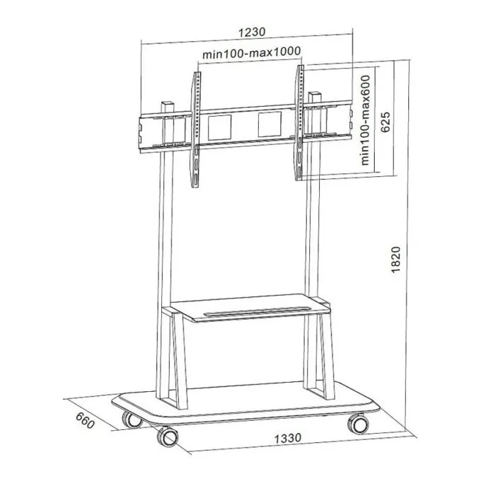 Techly ICA-TR31 TV booth 55-120" 150kg VESA 1000x600 reels Black — image 3