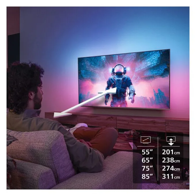 189,0cm/75" (3840x2160) Philips 75MLED910/12 4K QD MiniLED 120Hz HDMI USB WLAN Bluetooth Ambilight HDR10+ Dolby Vision Black — image 23