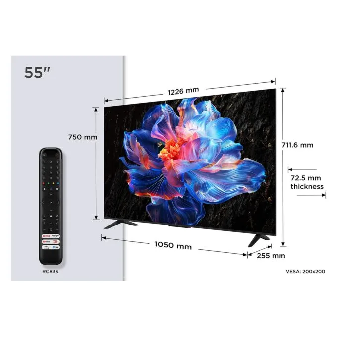 139.7cm/55" TCL 55V6C 4K UHD HVA HDR10 MEMC HDMI 2.1 Google TV — image 2