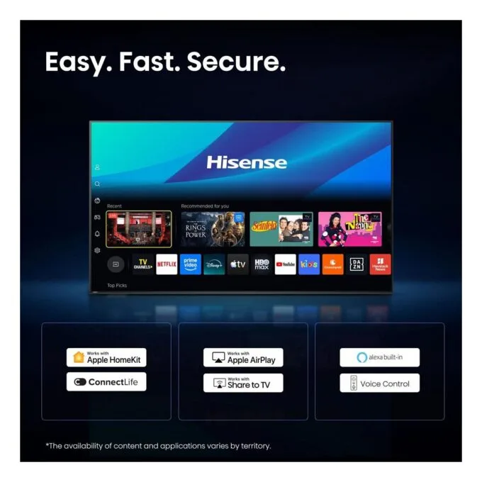 108.0cm/43" (3840x2160) Hisense 43E7S Smart TV 4K Hi-QLED 8ms 60Hz HDMI USB LAN HDR VESA WiFi Bluetooth Black — image 9
