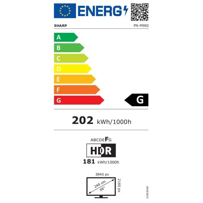 Sharp MultiSync M982 Digital Signage Display 247.7 cm 98 inches — image 13