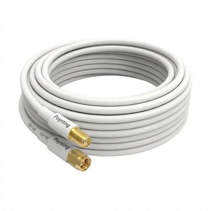 Poynting antenna accessories Cable A-CAB-144 5mTwin Pair HDF195 SMA(M) coated to SMA(F) white gold — image 1