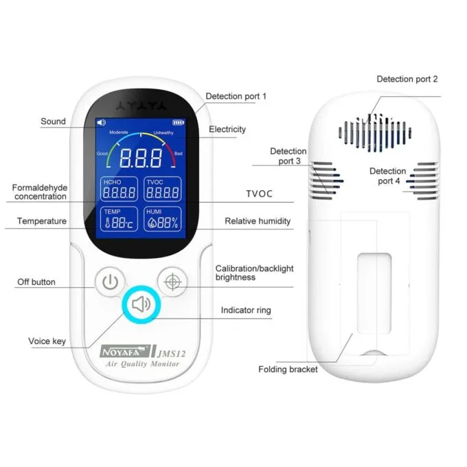 Noyafa Air Quality Tester for Formaldehyde, TVOC, Temperature & Humidity JMS12 — image 2