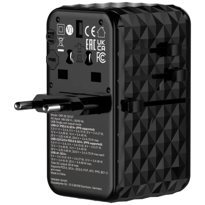 Verbatim Universal Charger Travel Adapter USB-C Retractable Cable 85W CNT-02 — image 2