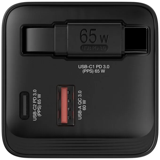 Verbatim Charger Wall 65W GaN 2-Port Retractable Cable & Display — image 2