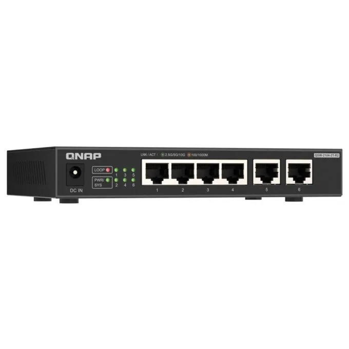 QNAP 6-Port Multi-Gig Unmanaged Switch with 4x 2.5GbE & 2x 10GbE RJ45 Ports QSW-2104-2T-R2 — image 2