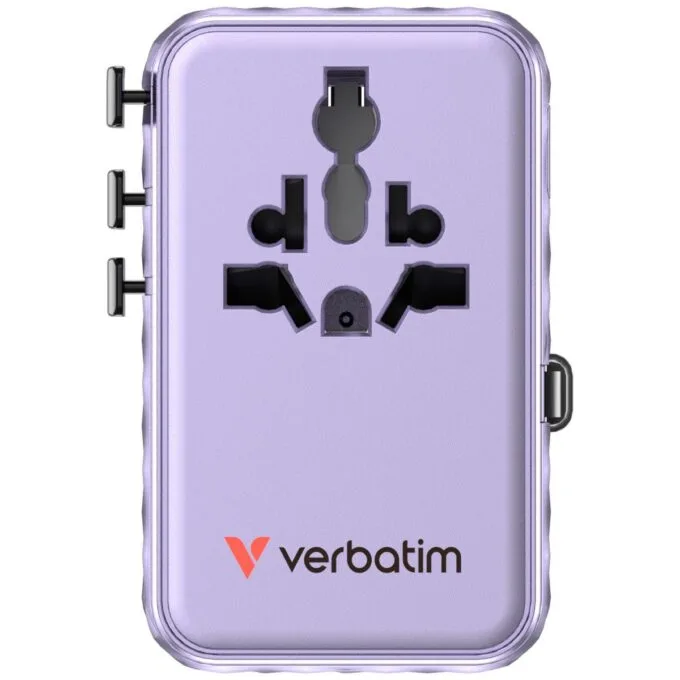 Verbatim Charger Travel Adapter 100W 2xC 2xA 1xRetractable USB-C Purple — image 2