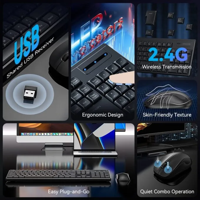 Vention Keyboard and Mouse Combo Wireless Silent Slim Full Size KTZB0-EN — image 6