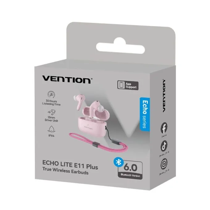 Vention Earphones BT TWS InEar ECHO LITE E11 Plus Pink NBVP0-Plus — image 2