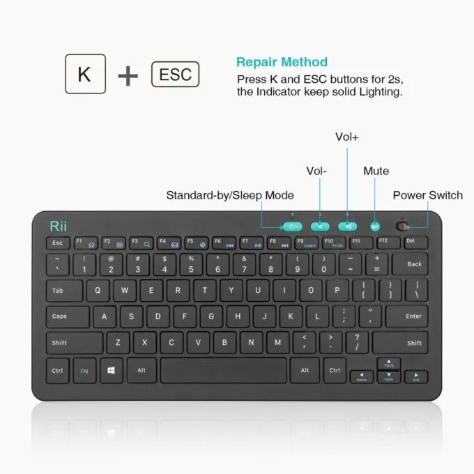 Rii Keyboard & Mouse Wireless 2.4GHz Combo Compact Size RKM709 — image 3