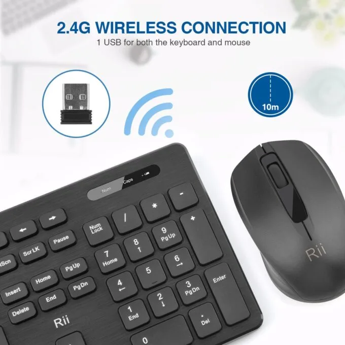 Rii Keyboard & Mouse Wireless 2.4GHz Combo Full Sized RK200 — image 3