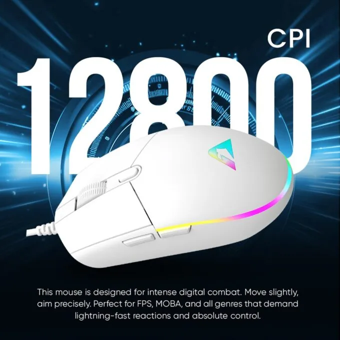 Armaggeddon Gaming Mouse Wired 12800CPI Silent RAVEN III SIGMA STEALTH White — image 2