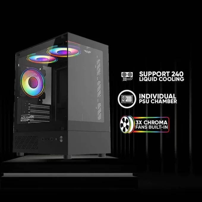 Armaggeddon Gaming Case M-ATX AQUARON DUPLEX 2 CHROMA Black (3x Chroma Fans) — image 2