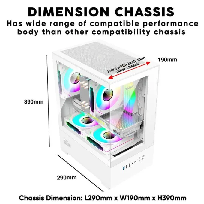 Armaggeddon Gaming Case M-ATX AQUARON NEMO White (3x Chroma Fans & 250W 80+ PSU) — image 2