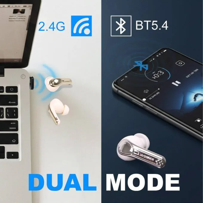 SonicGear Earphones Bluetooth & USB-C Dongle for PC EarPump XP2 Platinum — image 2