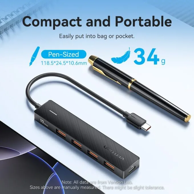 Vention IT HUB USB-C 3.2 4xA + PD100W USB-C Port CKCBB — image 3
