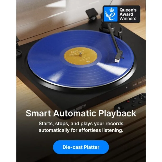 Majority Turntable AUTO Automatic Tone Arm & Start, BT & USB Recording — image 2