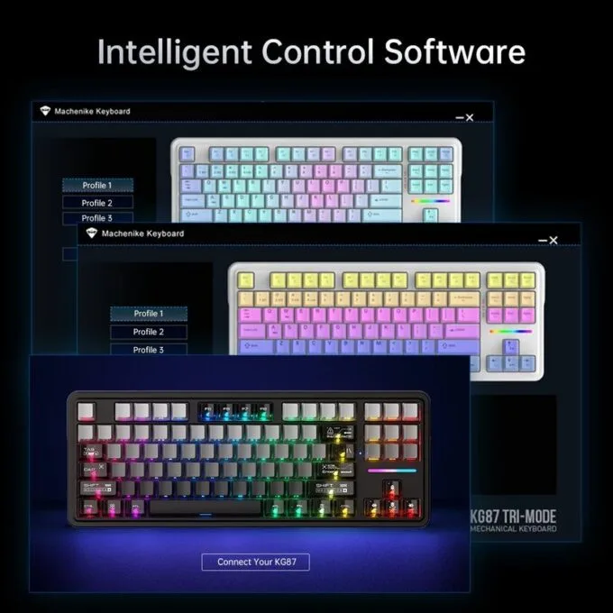 Machenike Wireless Gaming Keyboard ,Wired,Bluetooth,2.4G, Linear Silver Switches,4000 mAh battery, KG87 — image 6