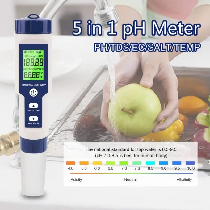 Noyafa Water Quality Tester with 5-in-1 Measurement (pH, TDS, EC, ORP, Temperature), Automatic Calibration, IP65 NF-EZ9909 SP — image 3