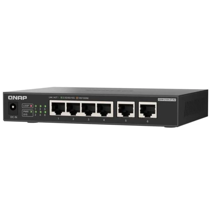 QNAP 6-Port Multi-Gig Unmanaged Switch with 4x 2.5GbE & 2x 10GbE RJ45 Ports QSW-2104-2T-R2 — image 3