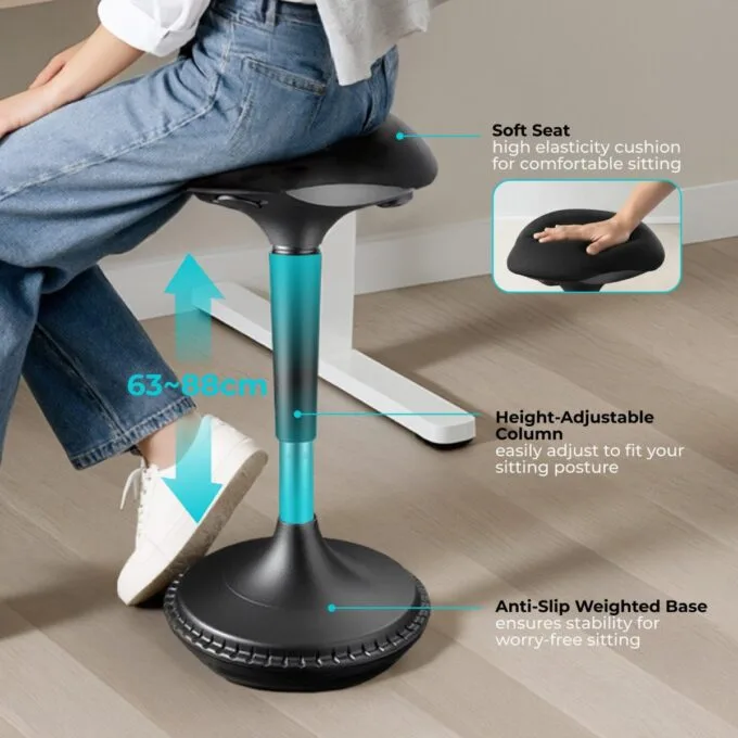 Lumivida Office Stool Ergonomic with Height Adjustale Fabric Upholstered Seat CH04-1 — image 3