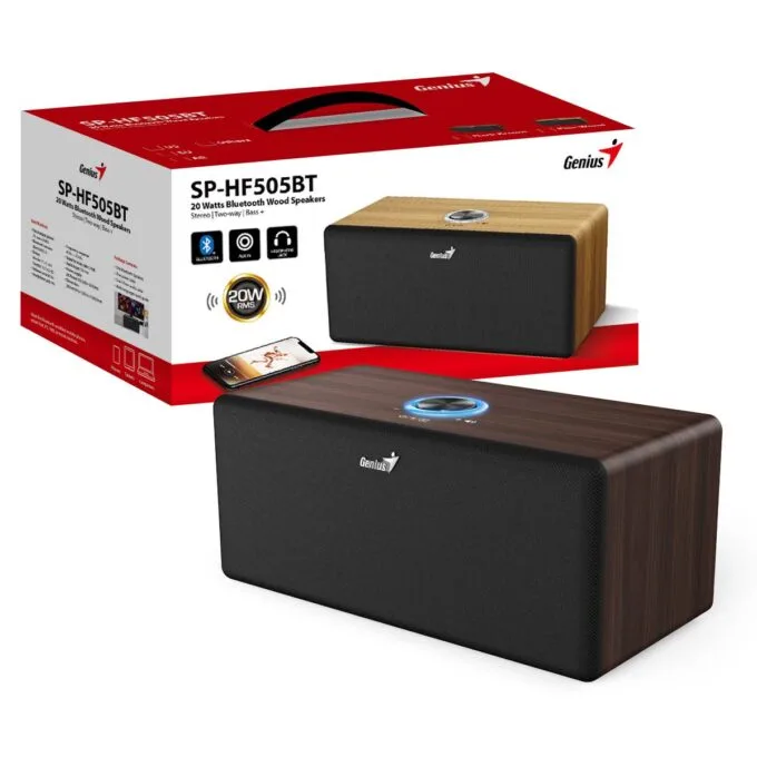 Genius PC Speakers 2.0 20W Aux & BT SP-HF505BT Brown Wood — image 2