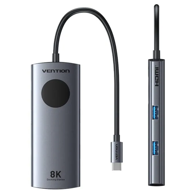 Vention HUB USB-C 3.2 Gen1/8K-HDMI/Gb/PD + LED Display & Switch TQZHB — image 3