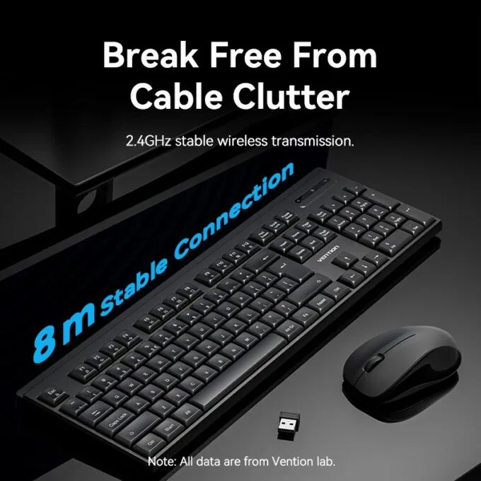 Vention Keyboard and Mouse Combo Wireless Silent Slim Full Size KTZB0-EN — image 7