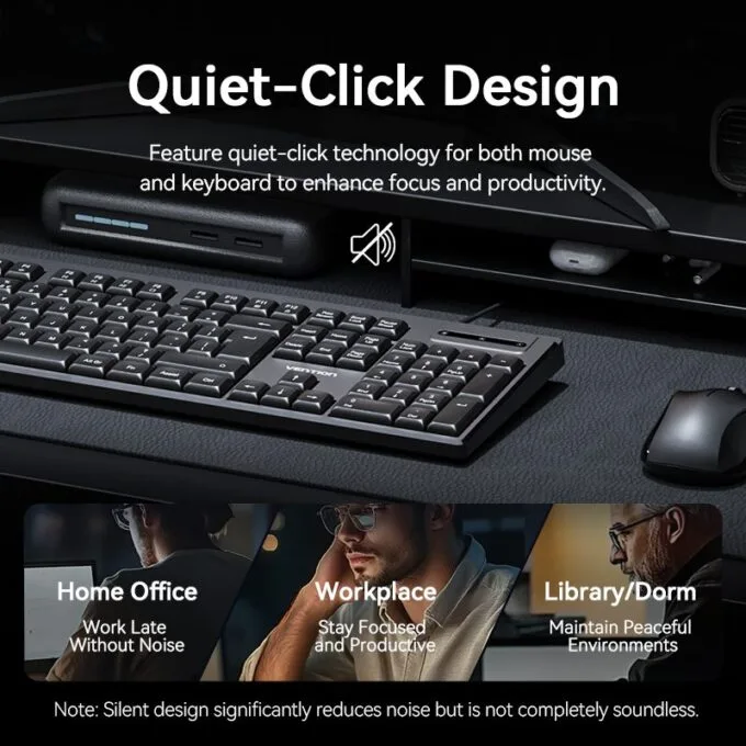Vention Keyboard and Mouse Combo Wired Silent Slim Full Size KTYBG-EN — image 6