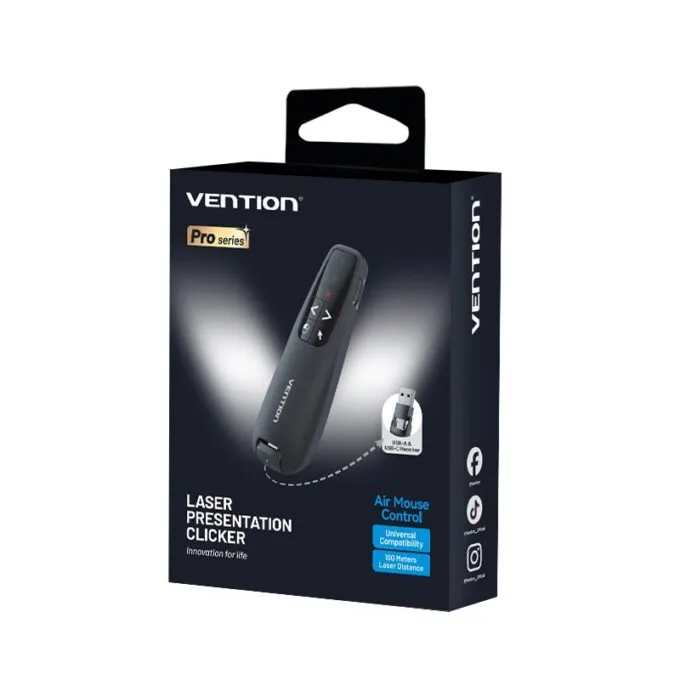 Vention Wireless Presenter Red Laser Pointer & Air Mouse Rechargeable KQPB0 — image 3