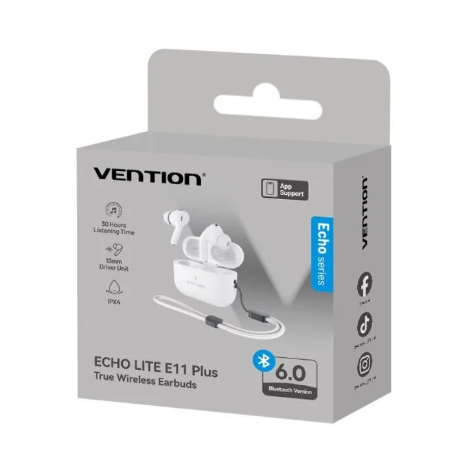Vention Earphones BT TWS InEar ECHO LITE E11 Plus White NBVW0-Plus — image 3