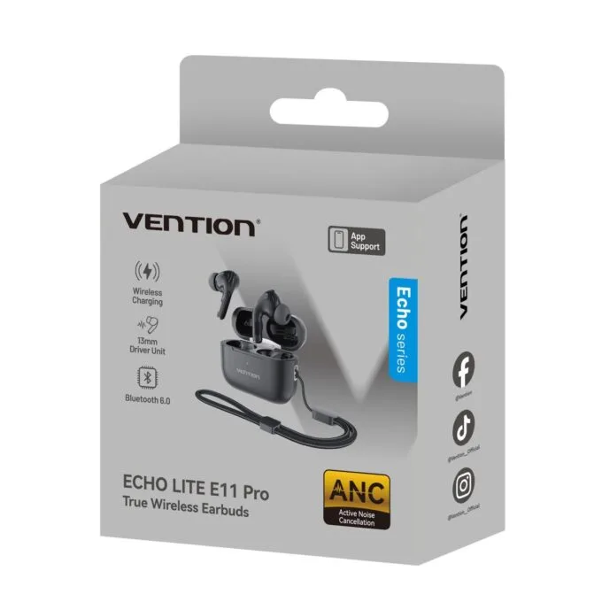 Vention Earphones BT TWS InEar ANC +Wireless Charging ECHO LITE E11 Pro Black NBVB0-Pro — image 3