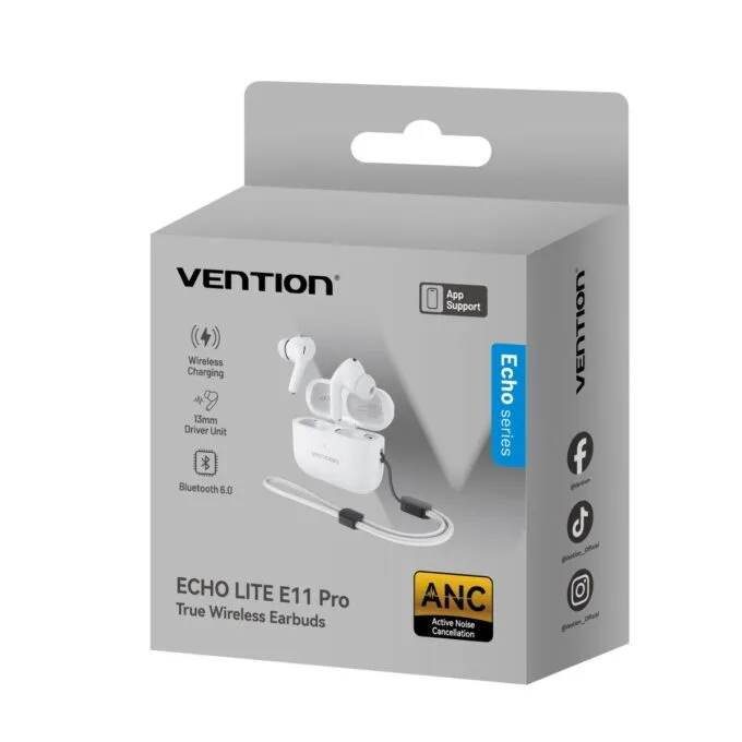 Vention Earphones BT TWS InEar ANC +Wireless Charging ECHO LITE E11 Pro White NBVW0-Pro — image 3