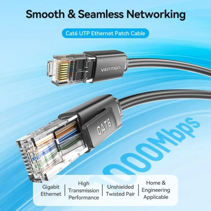 Vention NETWORK Cable CAT6 UTP 3.0m Black IBRBI — image 3