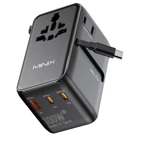 MINIX Gan Wall Charger Travel 100W with Retractable USB-C cable TP100C — image 3