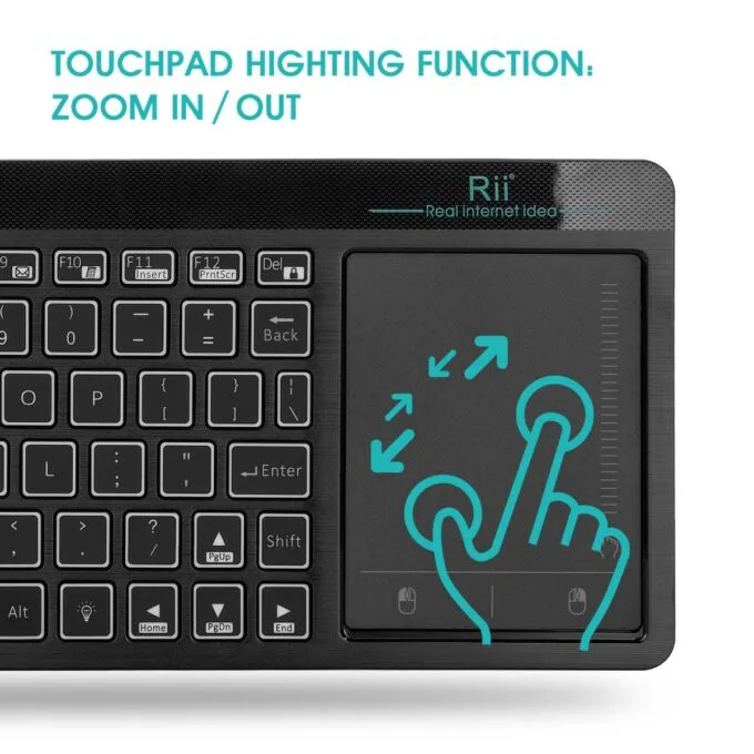 Rii Mini Keyboard Wireless 2.4GHz & Bluetooth with Large Touchpad & Media Keys RGB RT518S — image 4