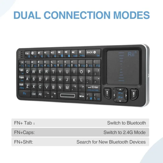 Rii Mini Keyboard Wireless 2.4GHz & Bluetooth with Touchpad K06 — image 4