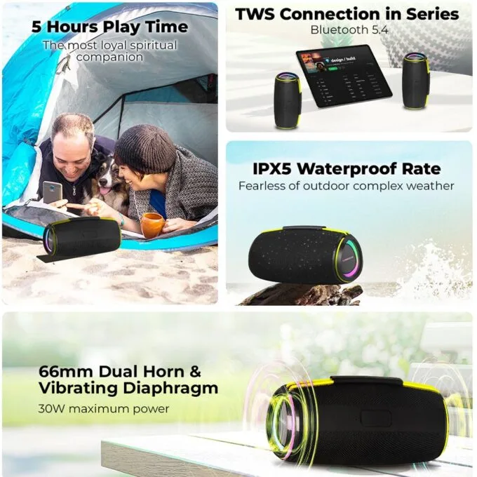 SonicGear Portable Speaker TWS BT/USB/FM/RGB IPX5 30W SONICGO! BOOM 6 — image 3