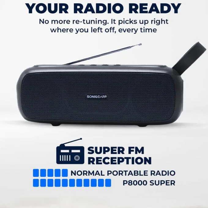 SonicGear Portable Speaker BT/FM/USB/SD P8000 Super Graphite — image 3