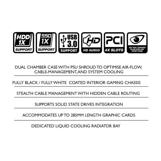 Armaggeddon Gaming Case M-ATX AQUARON DUPLEX 2 CHROMA White (3x Chroma Fans) — image 7