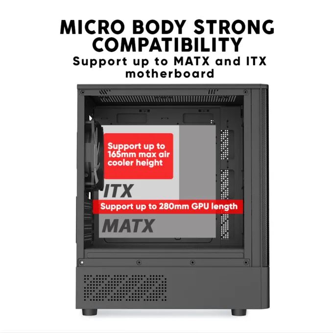Armaggeddon Gaming Case M-ATX AQUARON NEMO 3 Black (5x RGB Fans & 250W 80+ PSU) — image 3