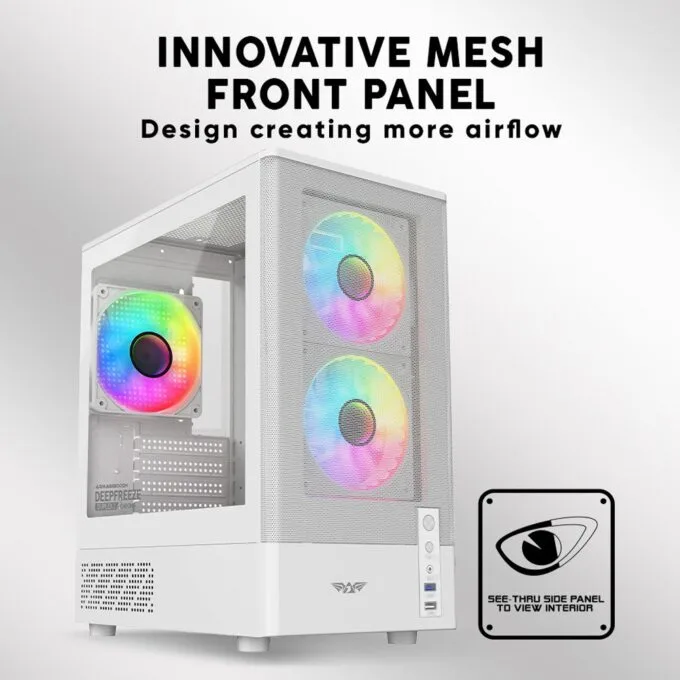 Armaggeddon Gaming Case M-ATX DEEPFREEZE DUPLEX 2 CHROMA White (3x Chroma Fans) — image 3