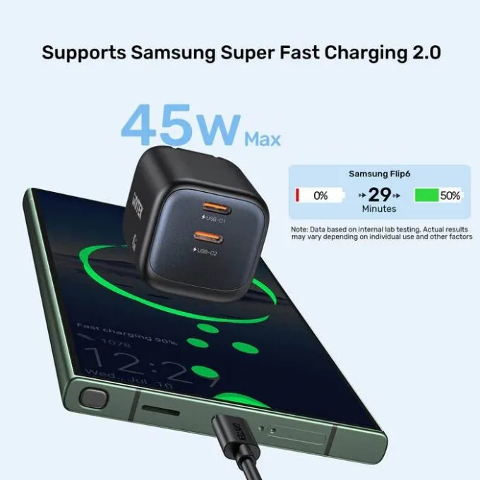 Unitek Charge Wall GaN 45W USBCx2 UK P1129 Black — image 2