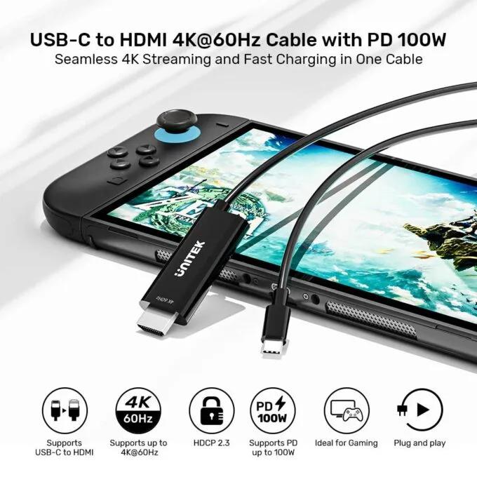 Unitek Converter USB-C to HDMI Cable 4K60Hz 2.0m + PD100W V1439A — image 4