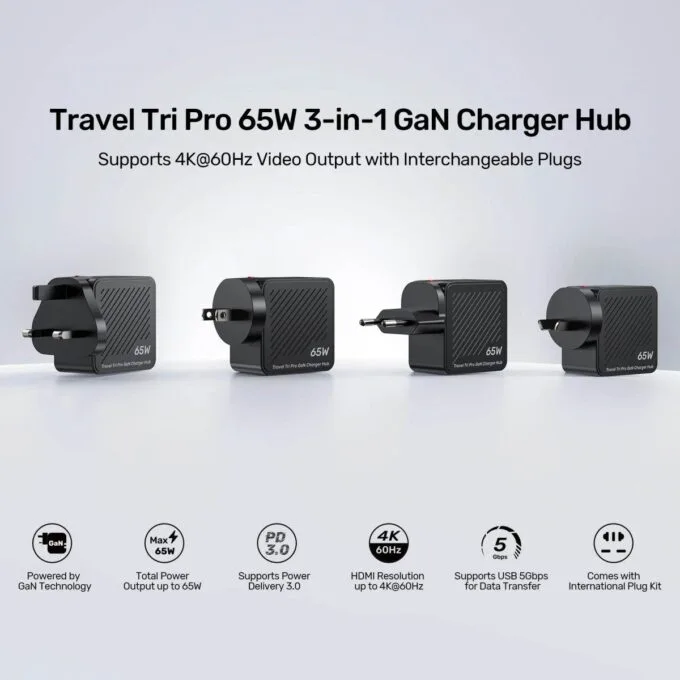Unitek Charge Wall Travel GaN 65W USBCx1 USBAx1 HDMIx1 P1242 Black — image 5